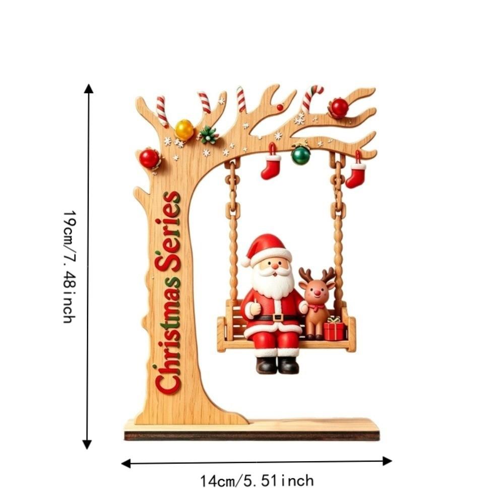 2D Flat Swingable Figure Wooden Craft Tabletop Decoration Christmas Swing Ornament New Year
