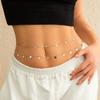 Sexy Beach Geometric Sequins Double Waist Chain Waist Chain Simple Imitation Pearl Chain Body Chain