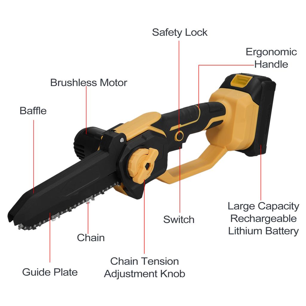 Cordless Mini Chainsaw 6 Inch Handheld Portable Electric Chainsaw with 2.0Ah Battery 20V Household