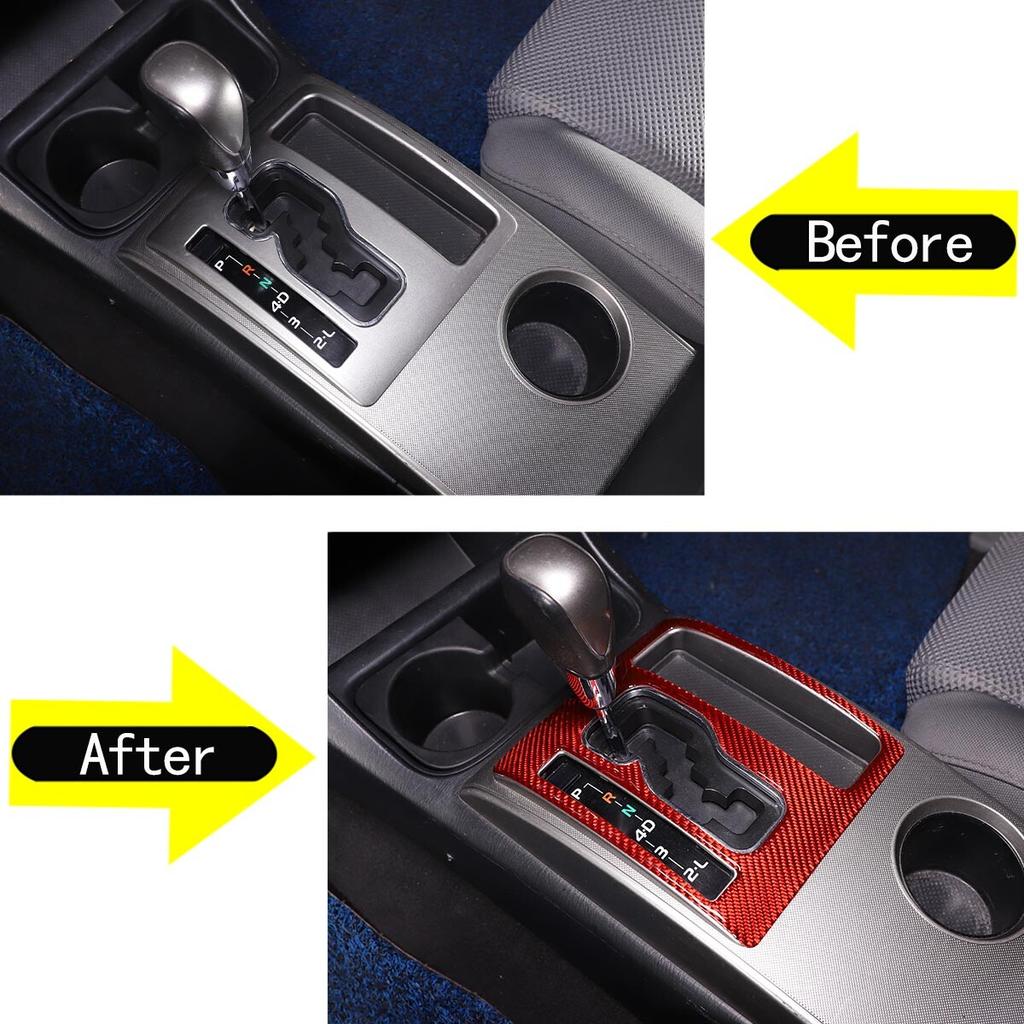 Red Carbon Fiber Console Gear Shift Panel Cover Trim For Toyota Tacoma 2005-15