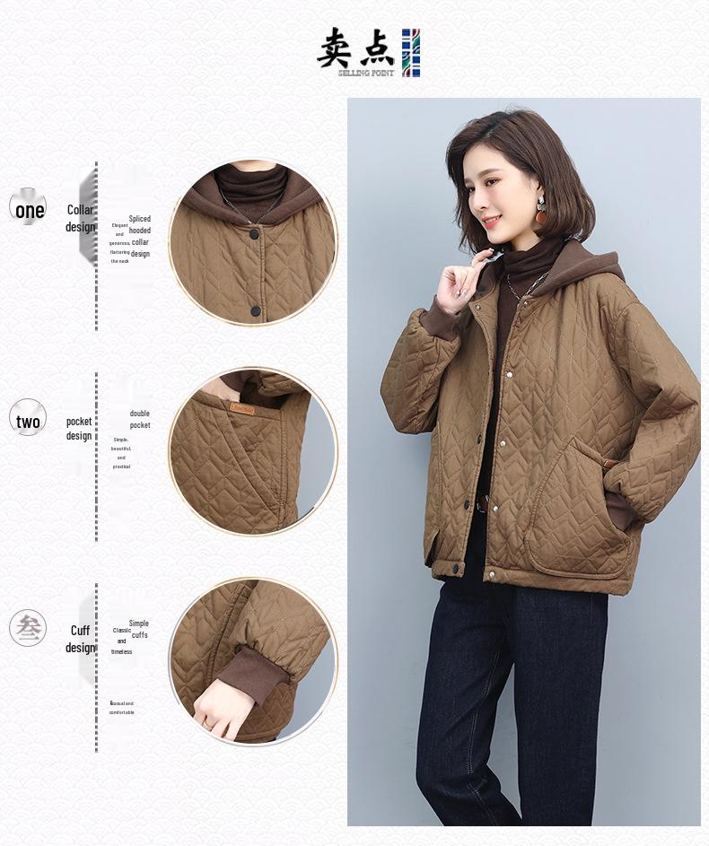 2024 Women's Hooded Thick Cotton Jacket - Casual, Plus Size, Autumn/Winter Outerwear