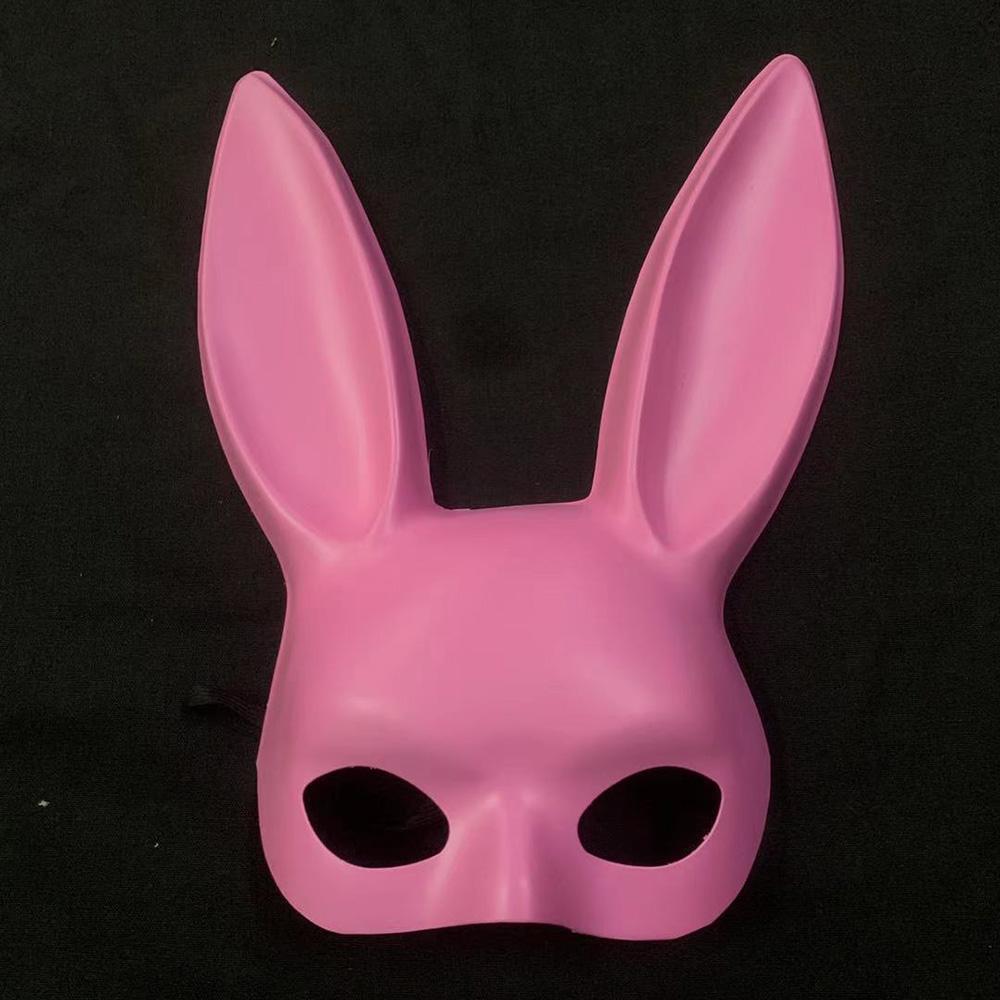 Solid Color Halloween Rabbit Ears Half Mask Bright Matte Bunny Cosplay Party Masquerade Festival Anime Bar Nightclub Accessories