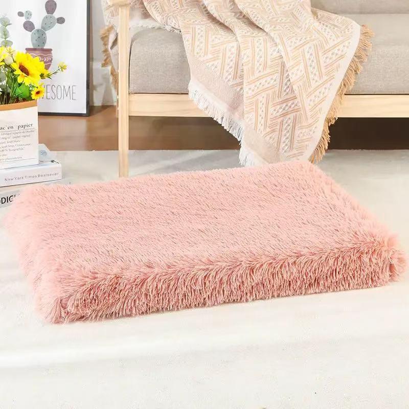 Plush Square Pet Bed Dogs Cats Soft Foam Cushion Warm Cozy Sleeping Mat Multi-Size Indoor Outdoor Use