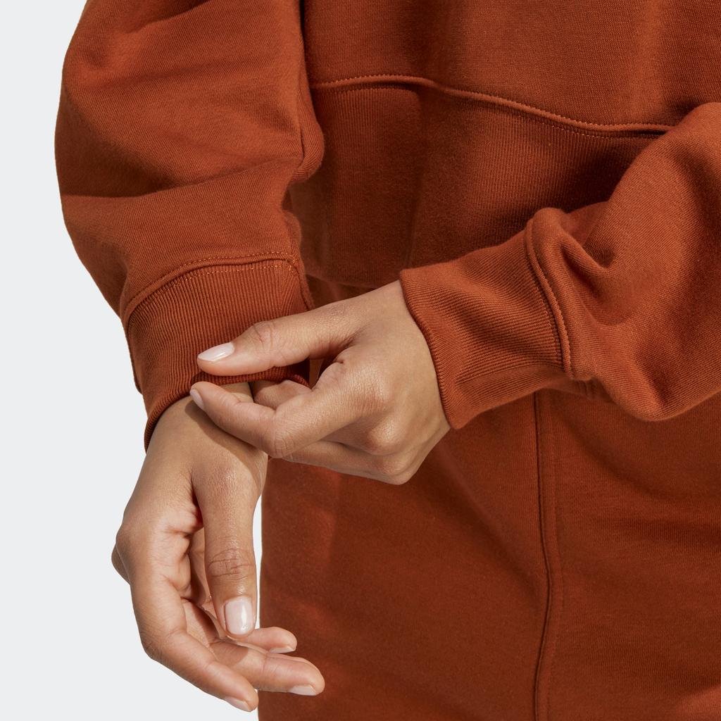 Adidas Originals Trefoil Solid Logo Long Sleeve Crew Neck Sweatshirt Women Sweatshirt Rust-Grey IK7695