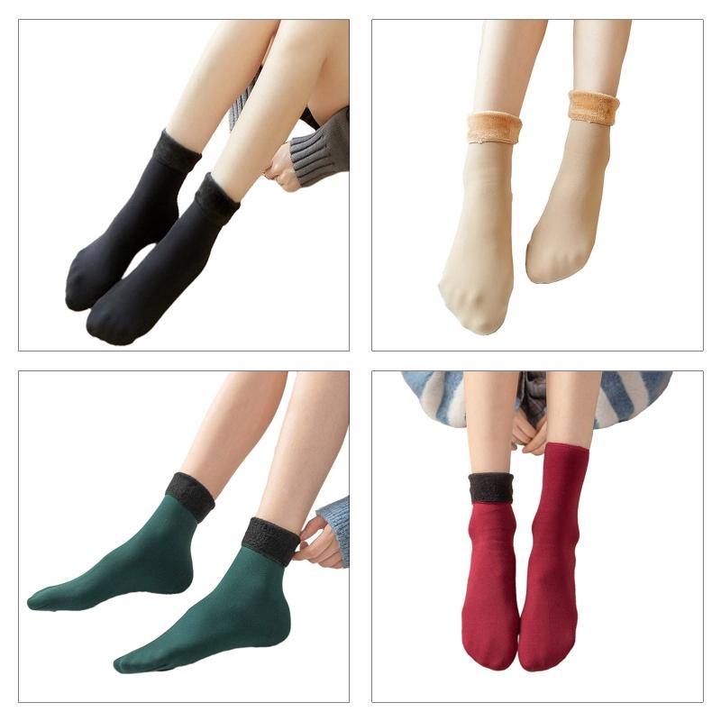 Winter Warmer Women Thicken Thermal Wool Cashmere Snow Socks Seamless Soft Solid Velvet Boots Floor Sleeping Sock Unisex