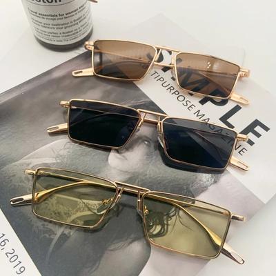 Occhiali da Sole Stretti Piccoli Vintage Donna Marca di Lusso Montatura in Metallo Occhiali da Sole Uomo Rettangolari Occhiali da Guida Occhiali da Pesca