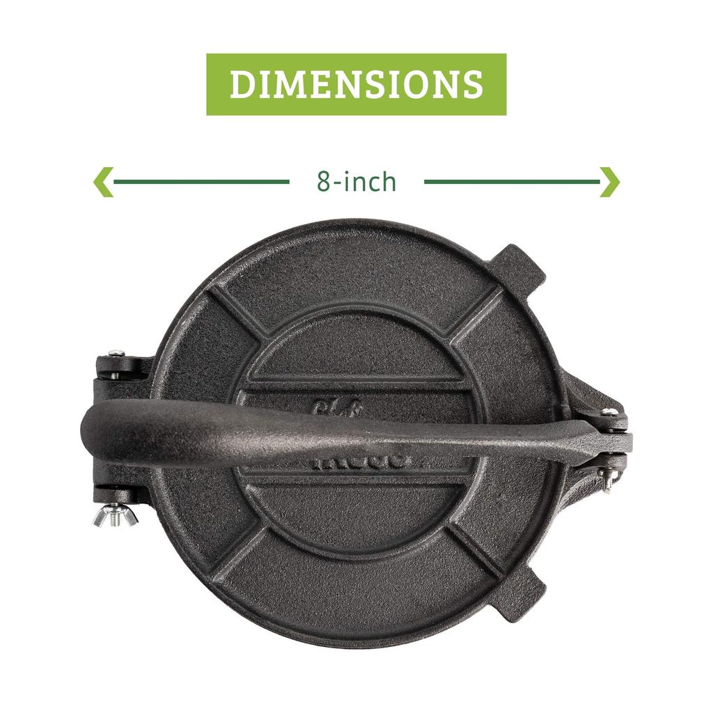 8 Inch Cast Iron Tortilla Press Pre-Seasoned Tortilla Maker For Corn Tortillas And Pancake Roti Mexican Tacos Maker Dough Press