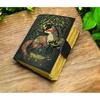 Fox Vintage Handmade Leather Journal, Grimoire Fat Journal Blank Spell Book of Shadows Celestial Christmas Gifts For Him Her