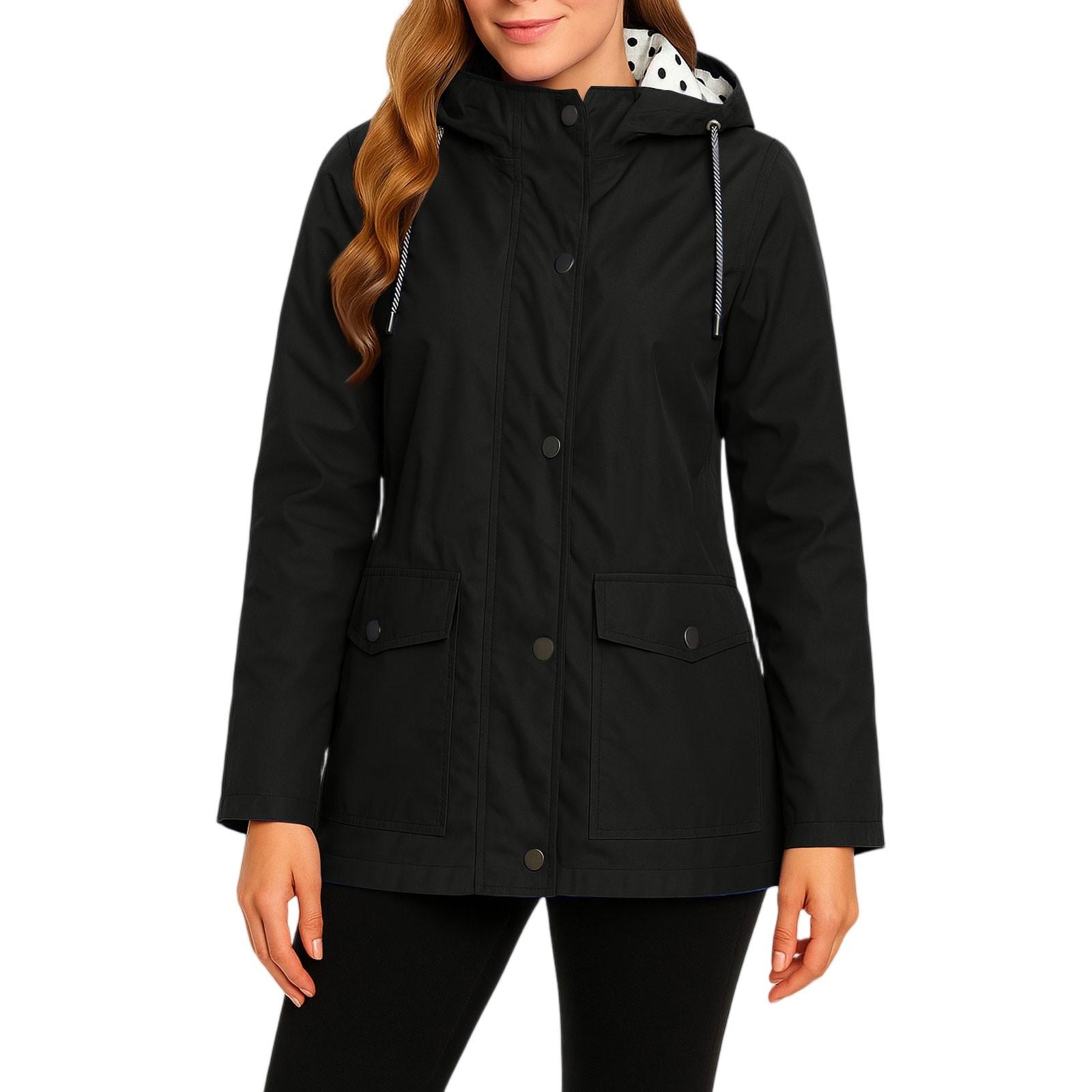 

Женские плащи с капюшоном, легкая уличная водонепроницаемая ветровка с капюшоном, однотонный плащ, куртка больших размеров L чёрный