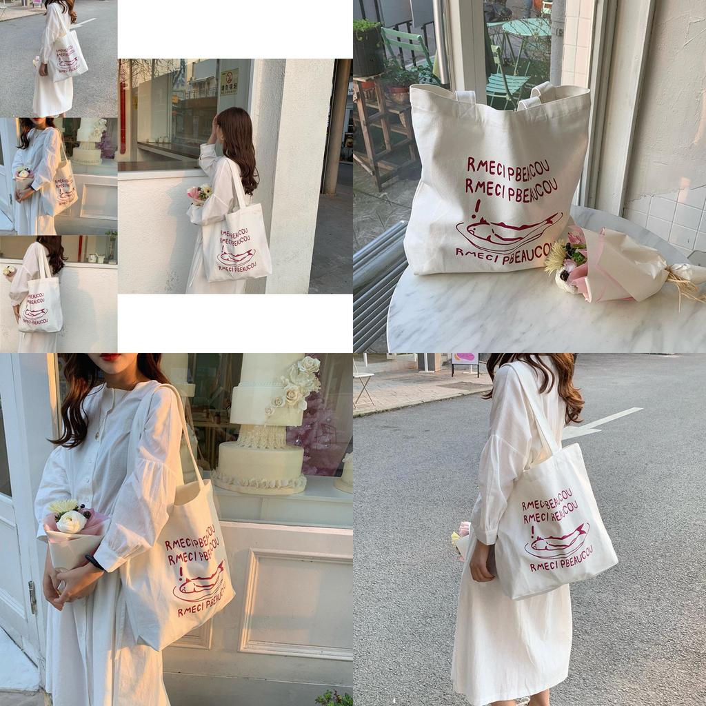 Stylish Korean Canvas Tote Bag Casual Shoulder Bag For Female Students