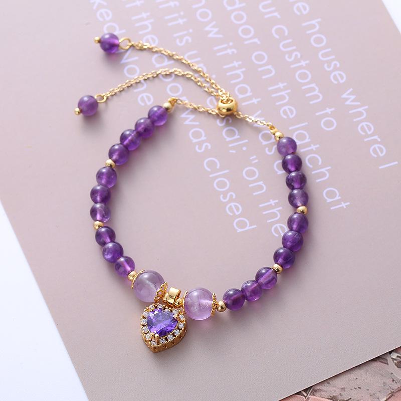 Adjustable Natural Amethyst Bracelet Bangles Women Fashion Jewelry Accessories Gift