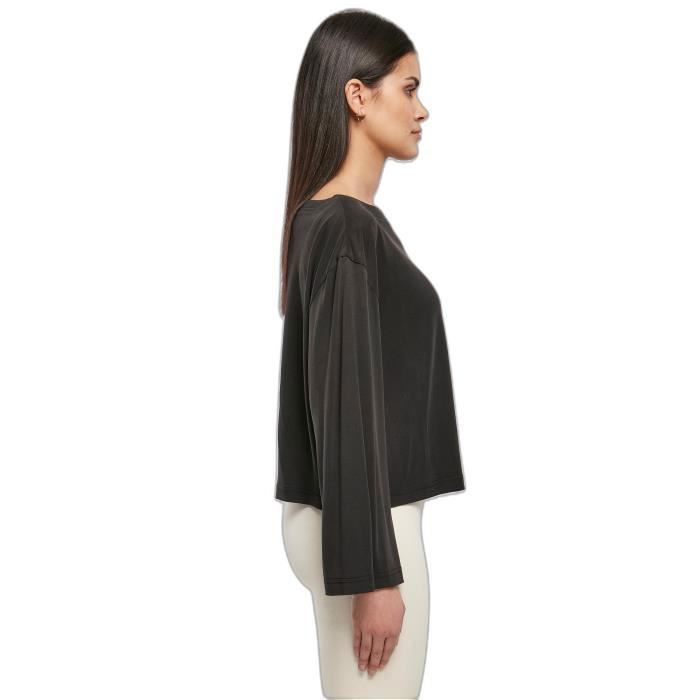 T-shirt Col Bateau Court En Modal À Manches Longues Femme Urban Classics GT - Noir - 2XL