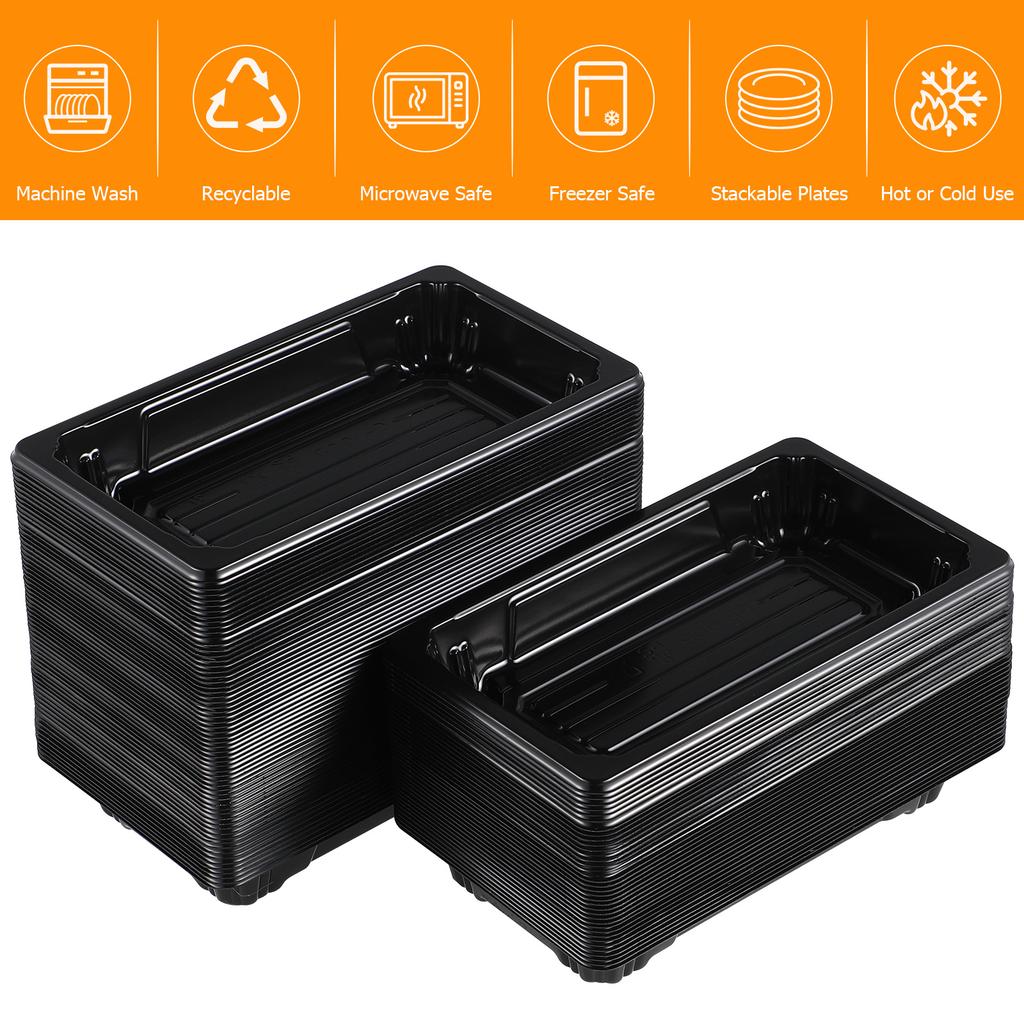 100pcs Sushi Box Black Thickened Disposable Pulp Containers For Take Out Carry Lunch Party Snacks Hamburgers Fries Storage