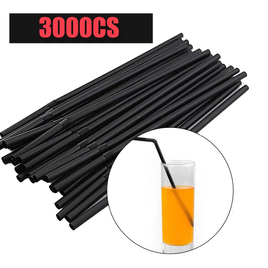 50-3000Pcs Flexible Kunststof Straws For Juice Cocktail Drinking Straws Black Kitchen Party Pajitas Plastique Straw
