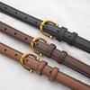 Womens Genuine Leather Thin Waist Belt With Alloy Pin Buckle Casual Chic Fashion Accessory Dresses Pants