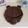Cute three-dimensional bear ears wool hat women's autumn and winter new warm knitted ear hat tide