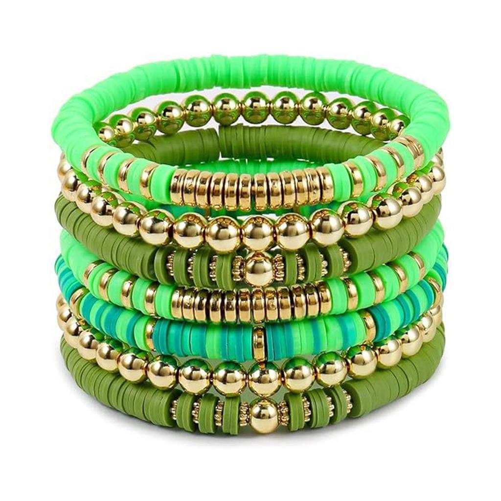 Fashion Colorful Beaded Bracelet Elastic Bracelet Soft Clay Stacking Bracelet Suitable for Casual and Party Wear