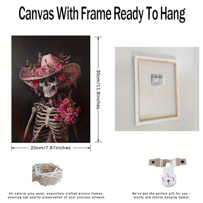 Framed - Countryside Cowboy Skeleton Poster - Pink Western Cowboy Canvas Art Poster Beautiful New Year Easter Gift