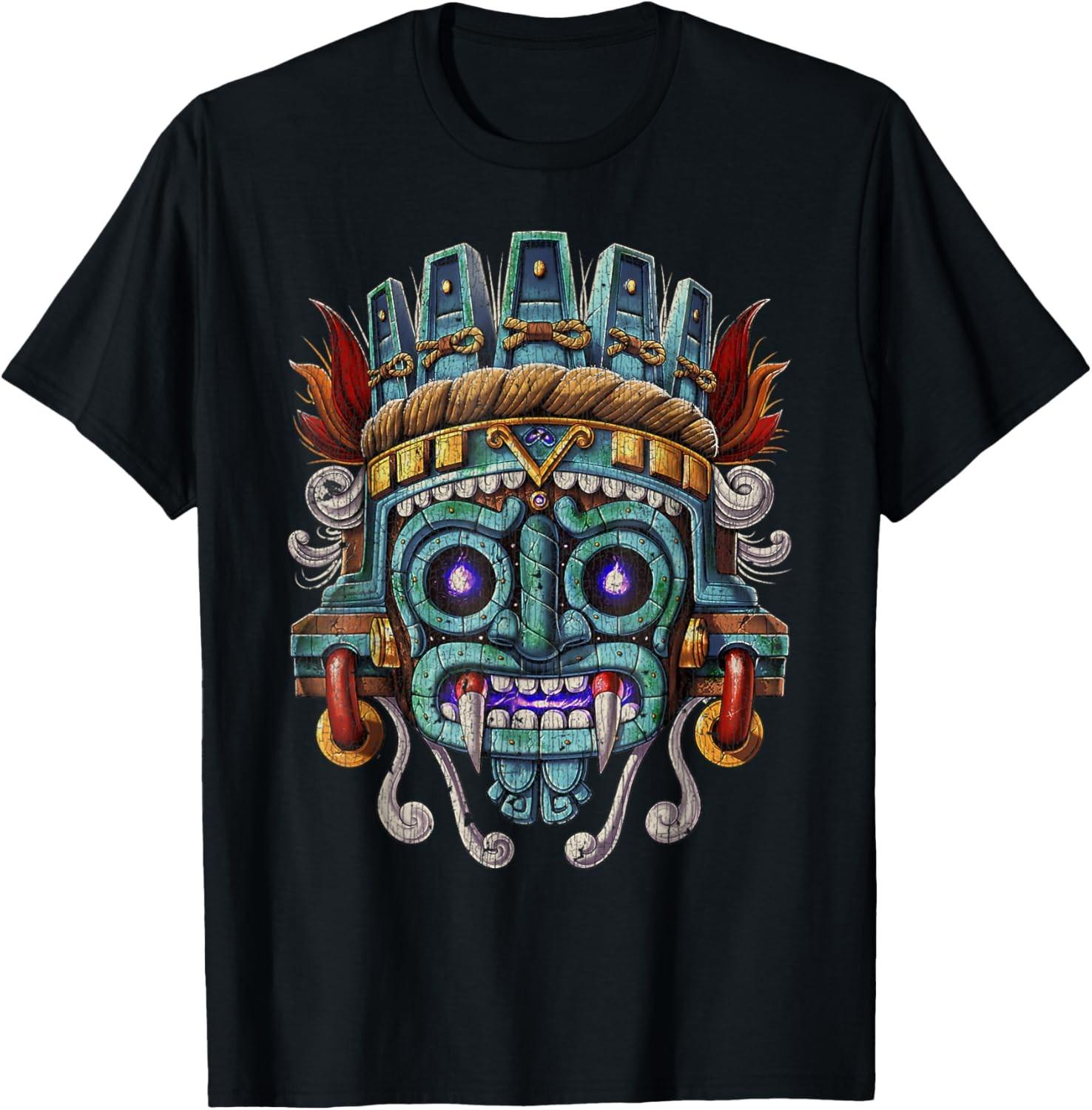 Vintage Aztec God Tlaloc Mayan Mythology Deity Mexican copy T-Shirt S разноцветный