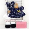 Cushu Cush Duffy and ShellieMay Costume Toy Sold Made In Cute Navy Polka Dot and Shoes (Plush Separately) Japan, Dress, Headband, Petticoat, (4-Piece