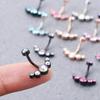 New Piercing Women Gifts Men Belly Button Ring Crystal Curved Navel Ring Body Jewelry