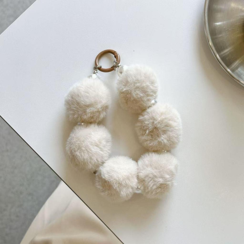 Plush Pompon Mobile Phone Charm & Bracelet Chain for Autumn/Winter