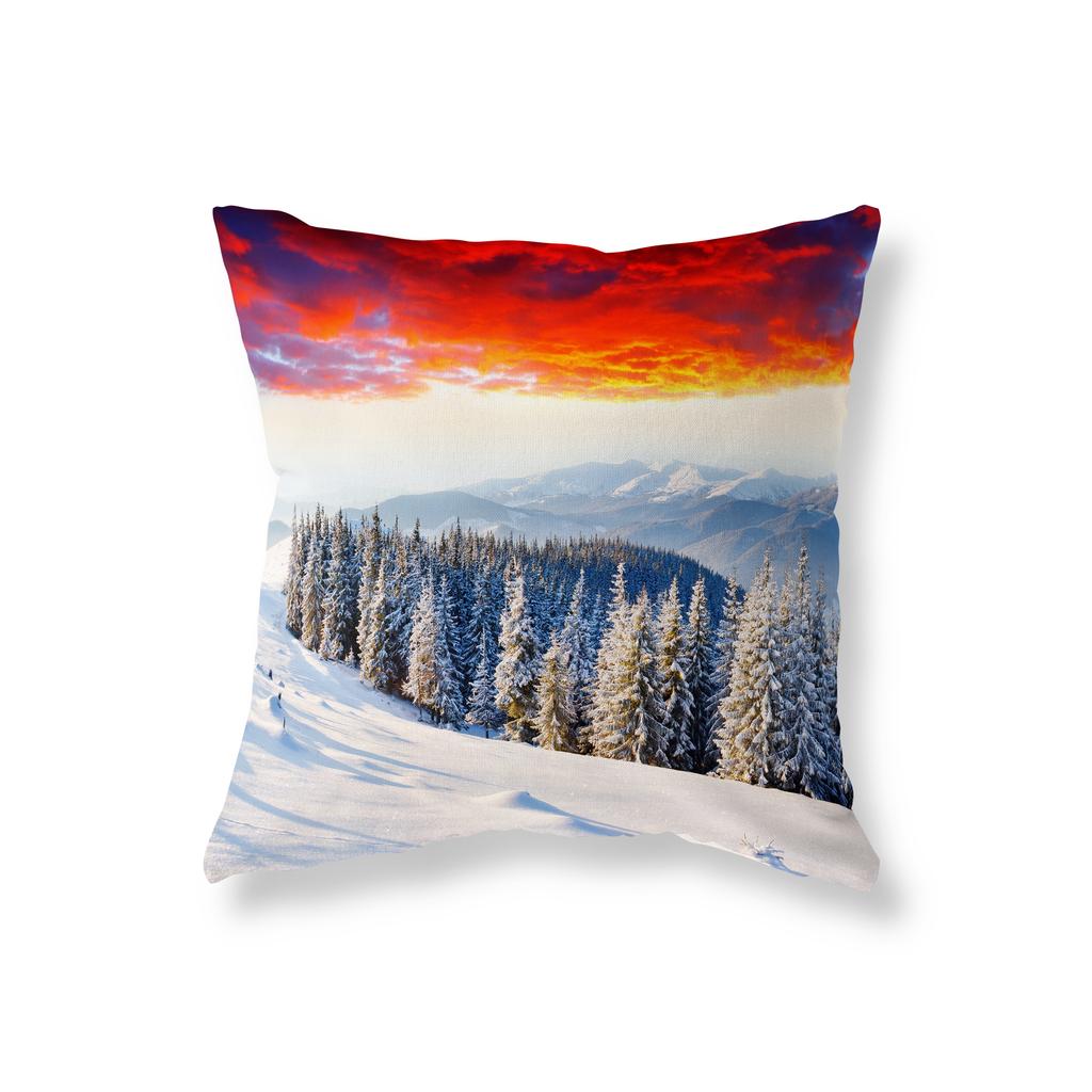 Winter Sunrise Sunset Snow Scene Throw Pillow Cover Sofa Decorative Pillow Cover Chair Cushion Cover Room Aesthetics Home Decor