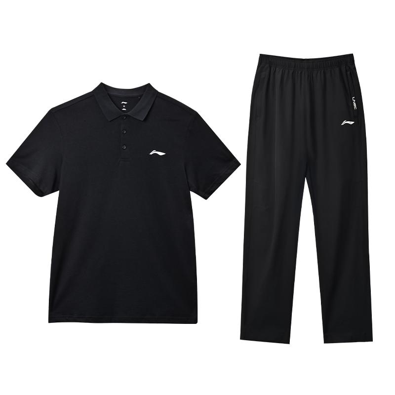 

Спортивный костюм мужской Li Ning с принтом, удобный, простой, повседневный, комплекты, черный YPLU073-2+YYKU143-1 S