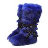 Faux Fur Snow Boot for Women Winter Warm Fluffy Long Furry Long Boots Women's Outdoor Fuzzy Knee-High Boots Plush Warm Snow Shoes for Outdoor Indoor
