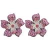 2PCS Pink Rhinestone Hair Clip DIY Accessory Camellia Lapel Pin  For Women