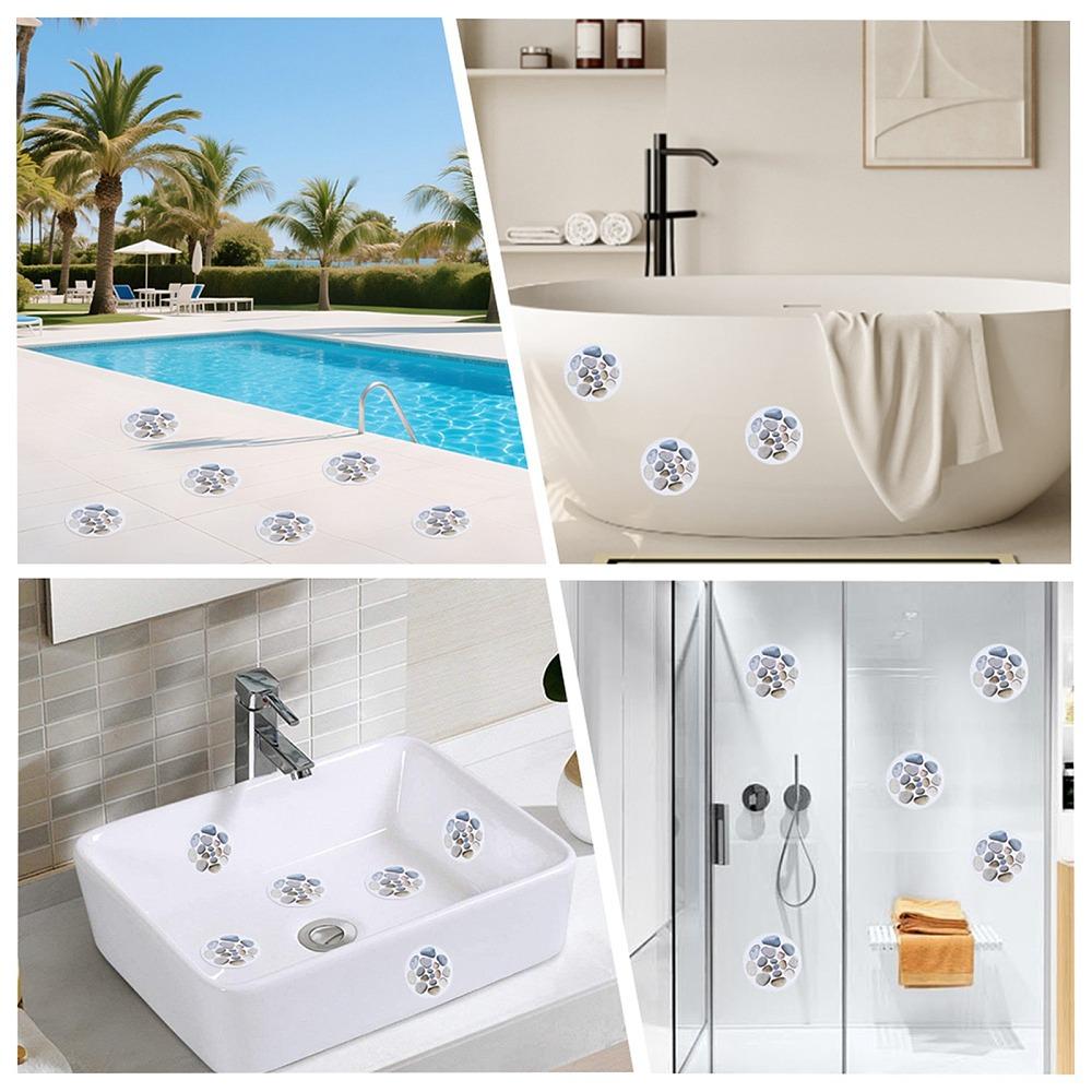 8Pcs PEVA Bathtub Anti-slip Stickers with Scraper Flat Round Colorful 149x1mm
