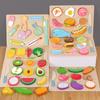 Wooden Flat Cut Watch Fruit and Vegetable Snack Cut Music Wood Cut Fruit Children Play House Kitchen Toys