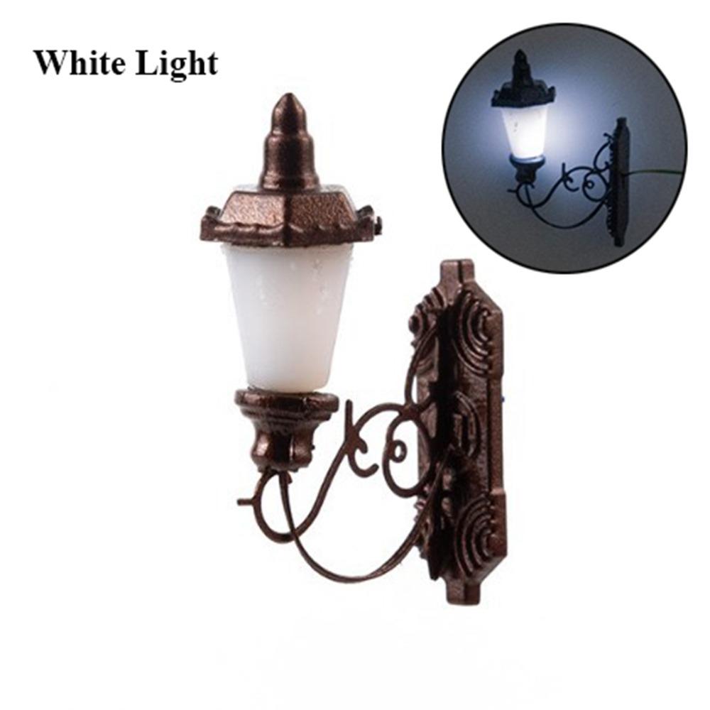 2.2*2.8cm White/Warm Light Model ABS Metal Material Sand Table Chandelier New Dollhouse Wall Lamp