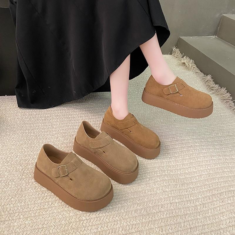 Fashion 2025 New Thick-soled Height-increasing Shoes New Retro and Laid-back Style Anti-slip Single Shoes Soft-soled Women Shoes
