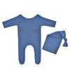 Newborn Photo Shoot 2-Piece Set: Knit Romper + Long-Tail Hat—European & American Style Outfit for Newborn Photography,Soft&Cute!