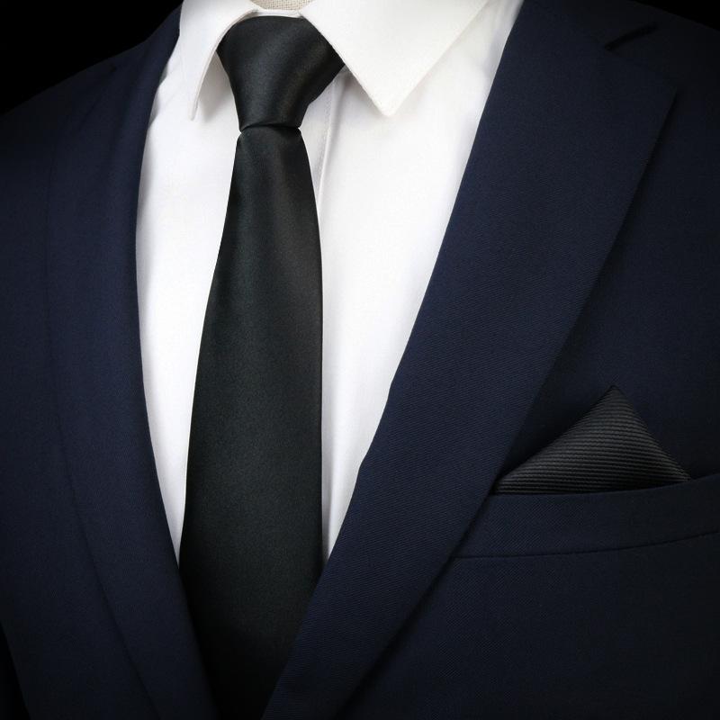 Lazy Zipper Tie 8Cm Black Glossy Men'S Business Free Pull Tie Formal Wear Easy To Pull Tide