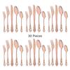 30Pcs Silver Royal Dinnerware Set Knife Dessert Fork Spoon Flatware Stainless Steel Cutlery Kitchen Silverware Tableware Set