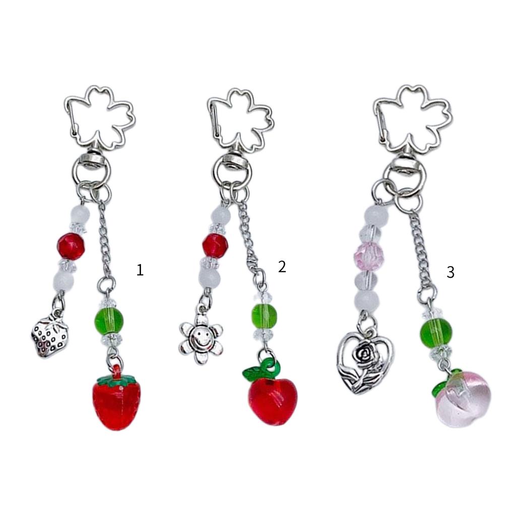 Fashion Strawberry Fruit Peach Hanging Pendant Sweet Phone Strap Bag Decoration Portable Hanging Lanyard for Girls Women
