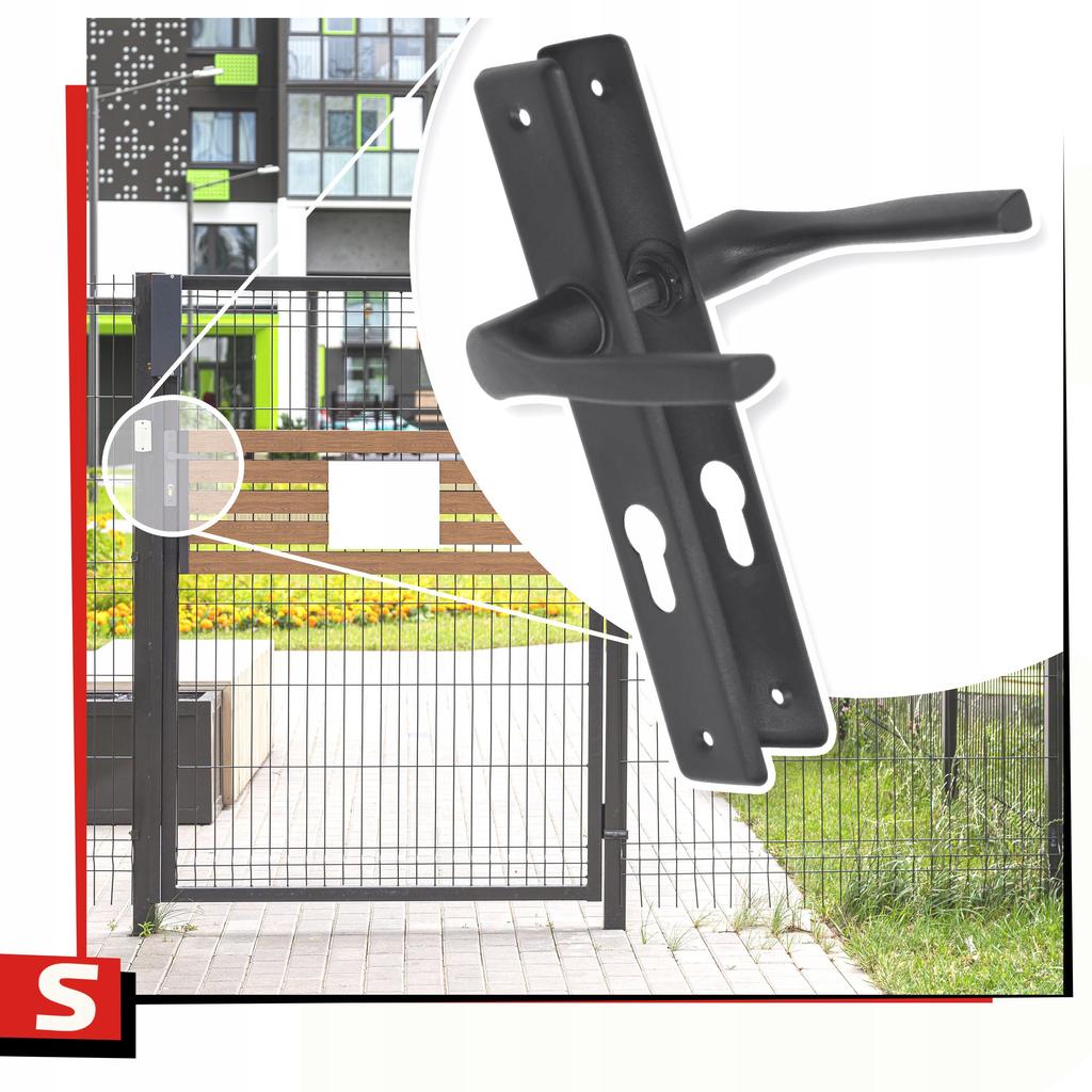 Gate Handle Long Plate Nati 72mm Graphite Insert