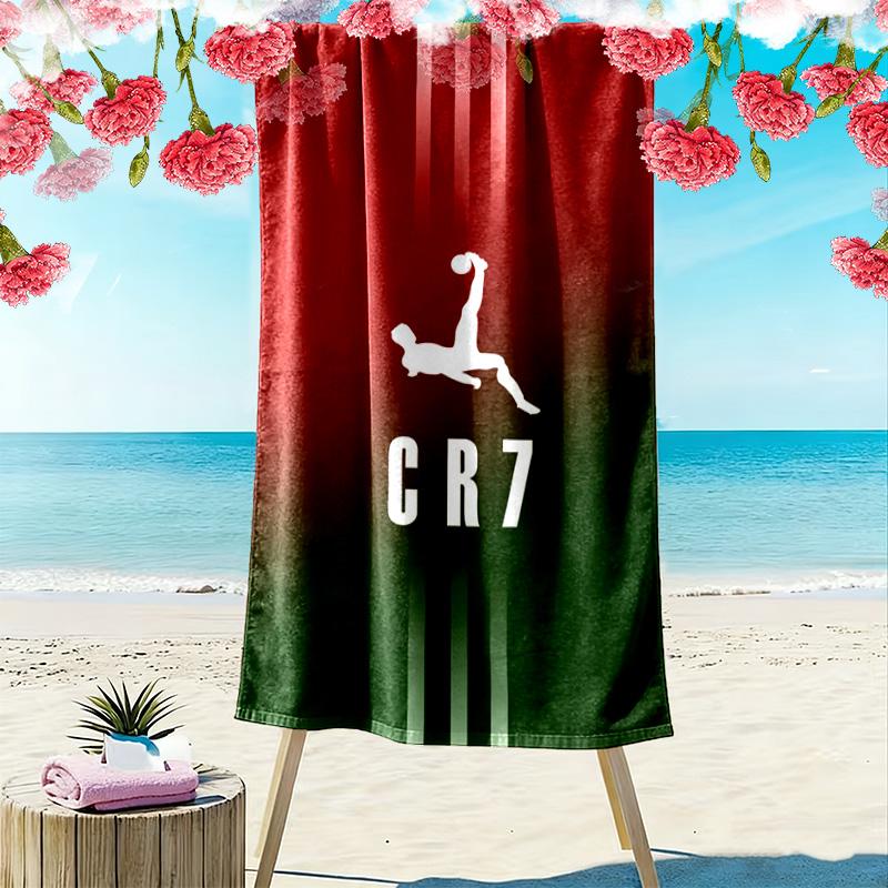 Serviette de plage Art Football Dynamique CR7 Camping extérieur doux Serviette de piscine extérieure Séchage rapide Serviette de bain Absorbante Mode