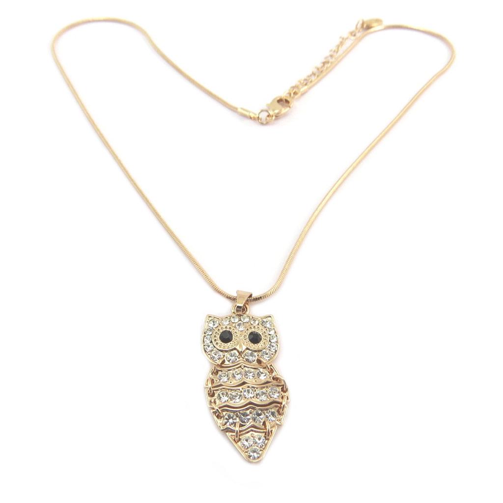 Les Trésors De Lily [P7608] - Designer Necklace 'Chouette' Rose Gold White - 30x15 Mm