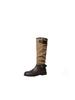 Ma Sichun of the Same Style~ Height Increase 4cm Fashionable Buckle with Round Head Splicing Thick Heel Knight Boots Women's Stacked Short Boots