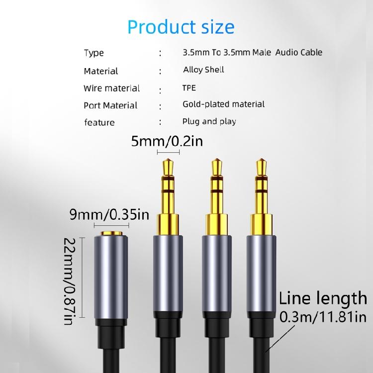 Stereo 3.5mm Aux Cord Audio Adapter Cable for Portable Devices with 3.5mm Port