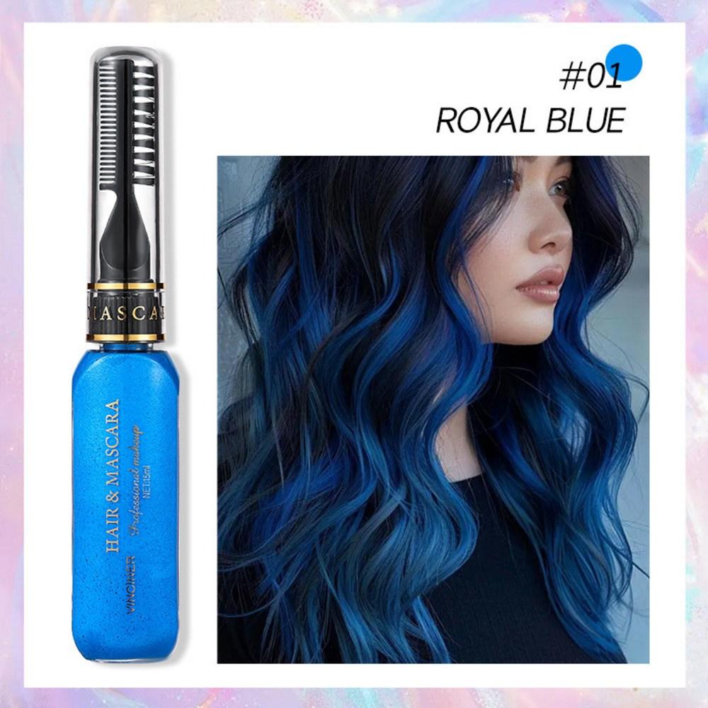 Hair Pen Disposable Temporary Dye Partial Dye DIY Hair Chalk Gray Hair Root Cover Festival Cosplay Ring Multifunctional Eyebrow 1 pcs Royal Blue