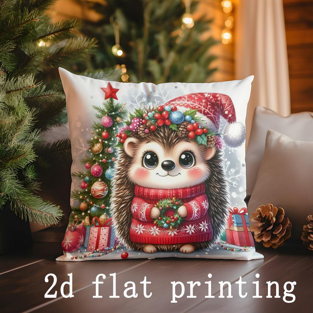 

Декор для дома Милые ежики Рождественские подушки Подходят для дивана Спальни Автомобиля Наволочка Подушка Прямоугольная Подушка для спины 16x16Inch