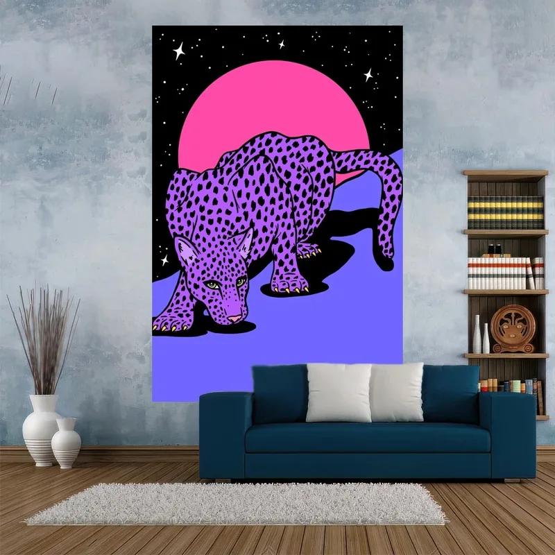 Cartoon Leopard Tapestry Office Living Room Decoration Home Wall Tapestry