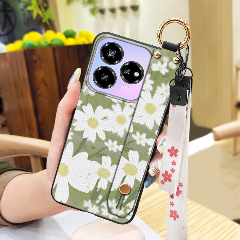 Waterproof Dirt-resistant Phone Case For ZTE Blade V60 Design/Axon 60 Lite Anti-knock Flower Wristband Soft case Lanyard