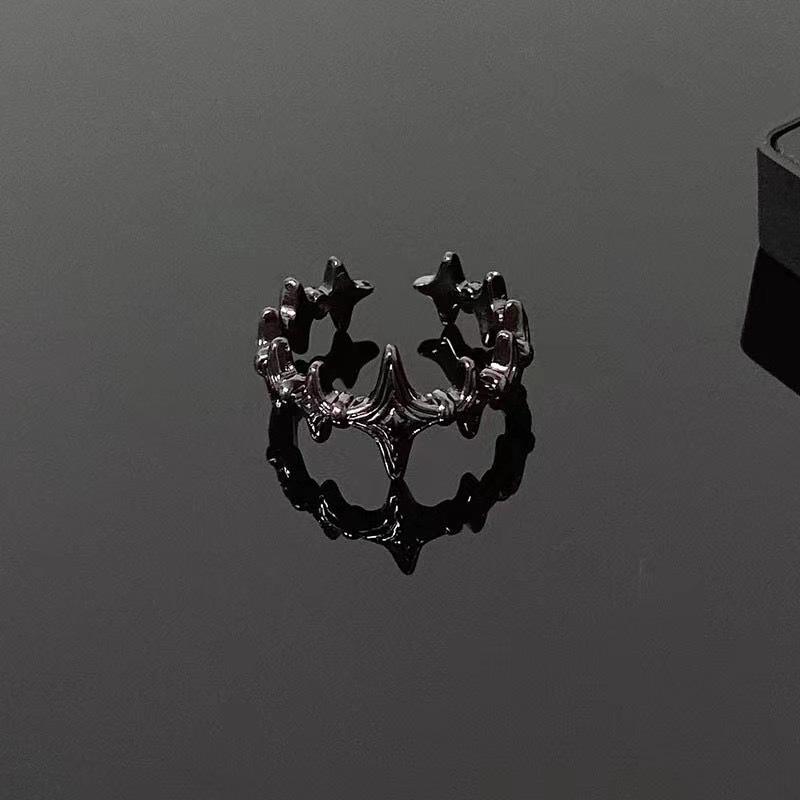 

Черный набор из трех предметов Кольцо-звезда с открытой шинкой Женское парное кольцо чёрный