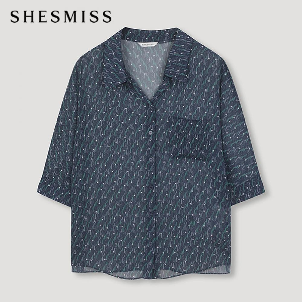 

She S miSS Pattern See Through BlouSe SwwStn21060 Bl Blue/55