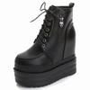2025 New 12CM High Heel Platform Ankle Boots Women Genuine Leather Round Toe Creepers Thick Sole Oxfords Party Pumps Punk Goth